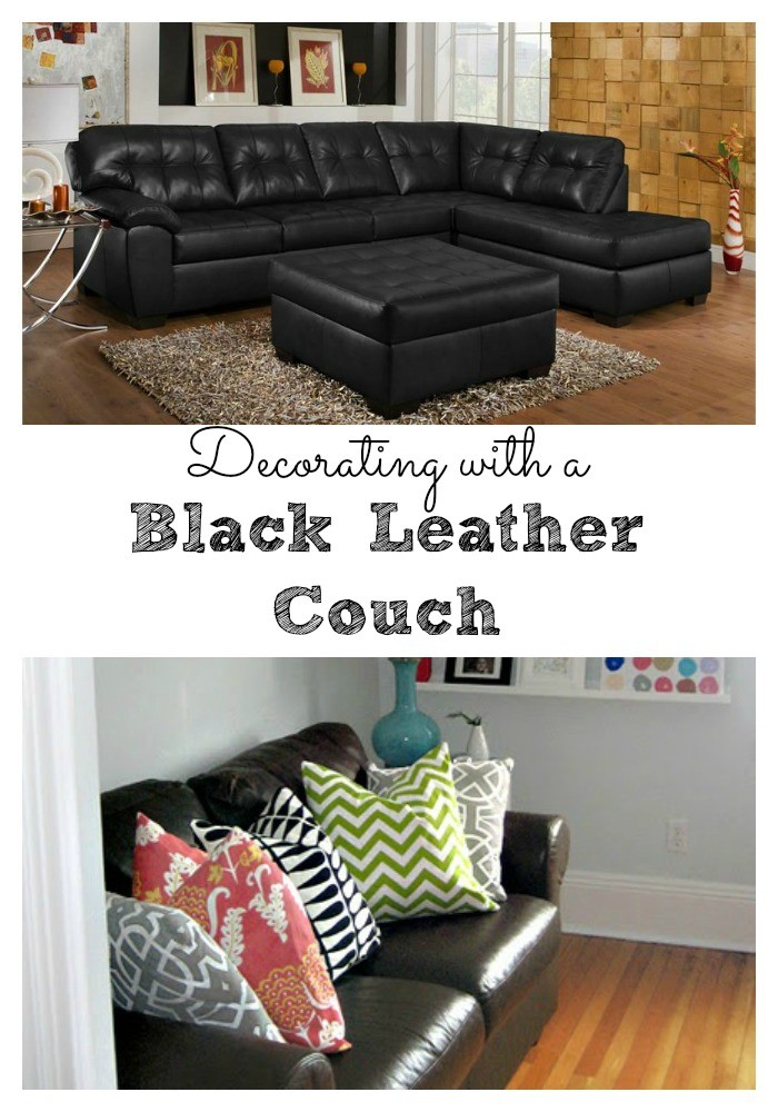 Living Room Decorating Ideas - Black Leather Couch