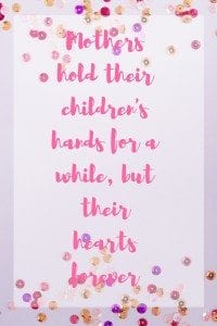 Mothers Day Quotes: "Mothers hold their children's hands for a while, but their hearts forever."