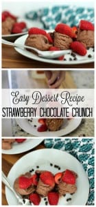 Let me introduce you to a dessert that has three elements to satisfy that evening sweet tooth. It’s chocolatey, it’s fruity, it has a nice crunch and probably the best thing about it – it’s super easy! I’m talking about Strawberry Chocolate Crunch.