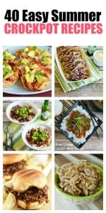 These easy summer crockpot recipes will keep you from slaving over a hot stove and will also free up your time to enjoy those lazy days of summer. From chicken and pork tacos to vegetarian dishes, there’s a little something for everyone. All of these recipes are full meals, making dinners this summer a breeze. Click through to see all 40 recipes and start planning those summer meals! These easy summer crockpot recipes will keep you from slaving over a hot stove and will also free up your time to enjoy those lazy days of summer. From chicken and pork tacos to vegetarian dishes, there’s a little something for everyone. All of these recipes are full meals, making dinners this summer a breeze. Click through to see all 40 recipes and start planning those summer meals!