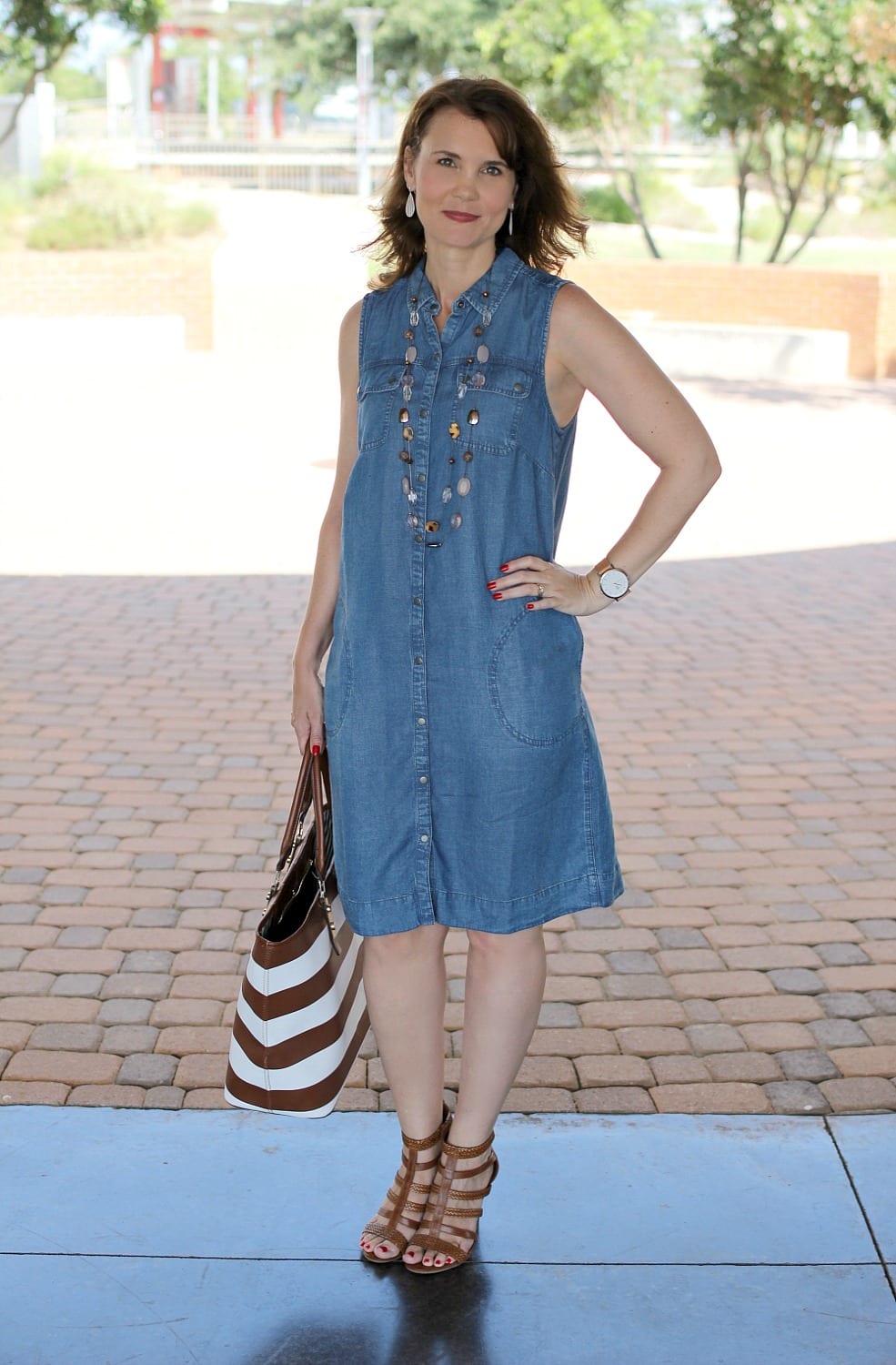 A versatile denim dress outfit that's perfect as your go-to summer dress.