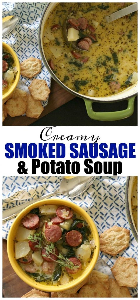This Creamy Smoked Sausage and Potato Soup is not only incredibly tasty and easy to make, but it's ready in just under 30 minutes, making it perfect for those cold and busy week nights. From the bold flavor of the sausage to the soul warming broth and creamy texture from the milk & cream, what's not to love?
