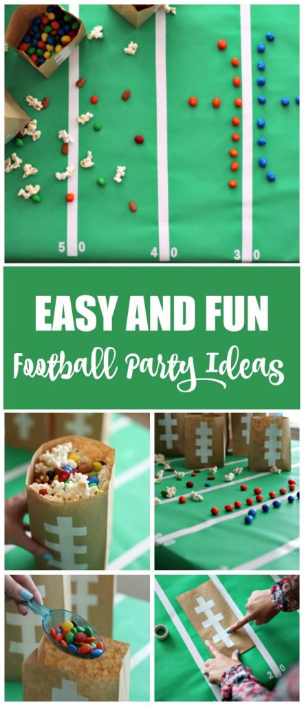 Are you ready for football season?! These football party ideas are easy and create one fun atmosphere. From a popcorn snack mix with Game Day M&Ms and the easy DIY snack bags to serve it in, to the game day table you can put together in about 30 minutes; these ideas are Game Day approved.