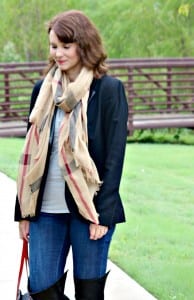 Your go-to black blazer outfit for all of your fall fashion needs. Pair a blazer with your favorite tee, denim and knee high boots for a nice mix between casual and dressy. Your go-to black blazer outfit for all of your fall fashion needs. Pair a blazer with your favorite tee, denim and knee high boots for a nice mix between casual and dressy.