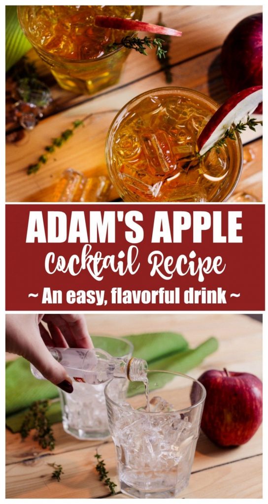 Adam's Apple Cocktail Recipe - This cocktail is super easy and very flavorful! Whether you're having a quiet night at home or want to impress friends, whip this up for a tasty drink to serve. It only requires 3 ingredients + the sprig of thyme and slice of apple which give it a great look.