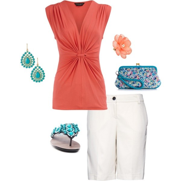 Teal and Coral Outfit Ideas