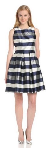 Eliza J Women's Stripe Metallic Jacquard Party Dress