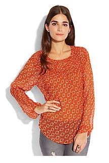 Lucky Brand Smocked Peasant Top