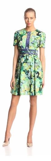 Ivy & Blu Women's Short-Sleeve Floral-Print Fit-and-Flare Dress