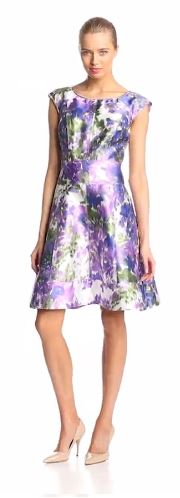 Maggy London Women's Cap-Sleeve Taffeta Fit-and-Flare Dress