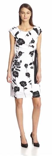 Taylor Dresses Women's Short Sleeve Flower Print Waist Tie Dress