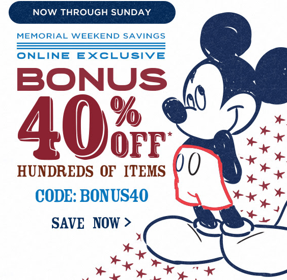 Disney Store Memorial Day Sale