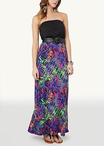 Printed Tube Maxi Dress