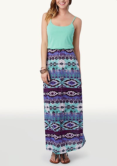 Southwest color block maxi dress