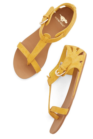 yellow sandals, modcloth, summer sandals