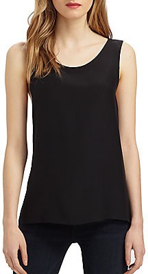 Brenna Silk Ladder-Back Tank Top, black silk tank