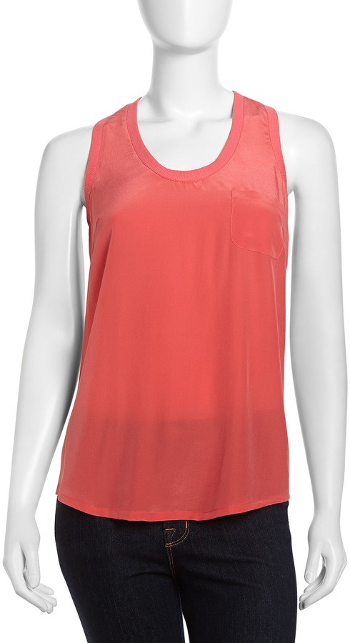 Joie Alicia Silk Tank Top, Punch