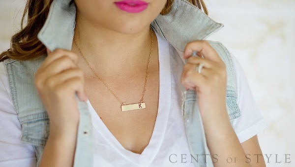 Cents of Style Monogrammed Bar Necklace