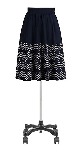 Chevron embellished poplin skirt