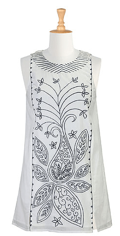 Embellished cotton voile tunic