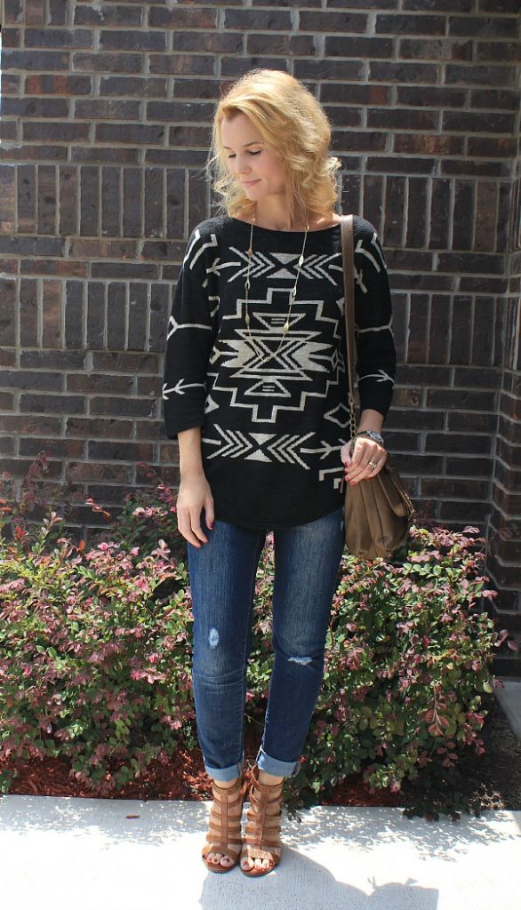 J Jill Tribal Print Sweater, tribal fashion trend, j jill sweater, fall 2014 trends, sweaters, fall outfit ideas