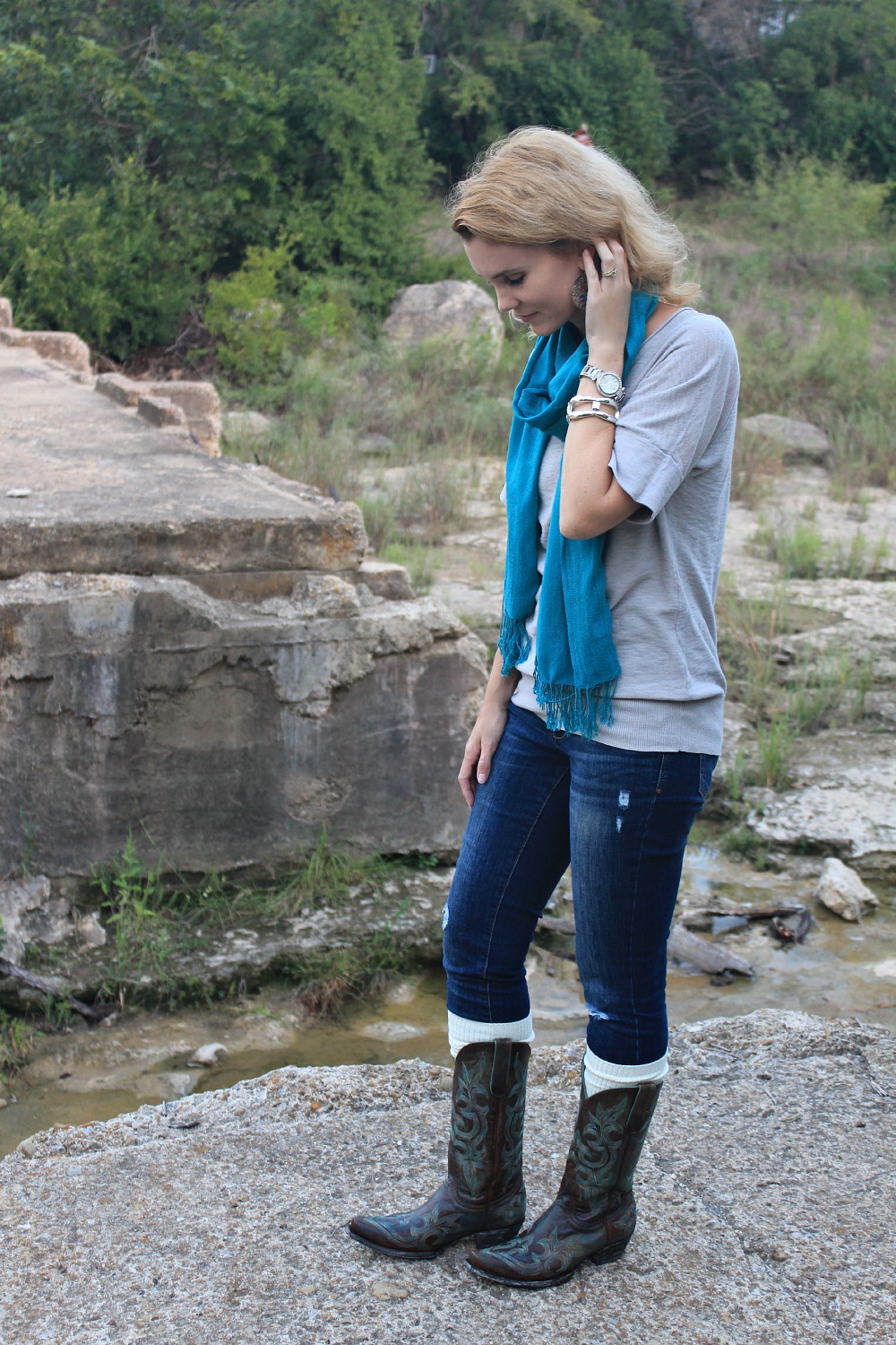 Fall Outfit Idea: Cowboy Boots & Boot Socks | Mom Fabulous