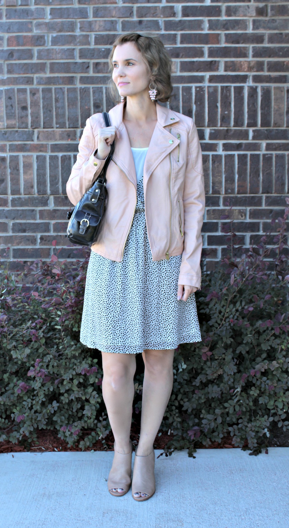 Blush leather sale jacket outfit