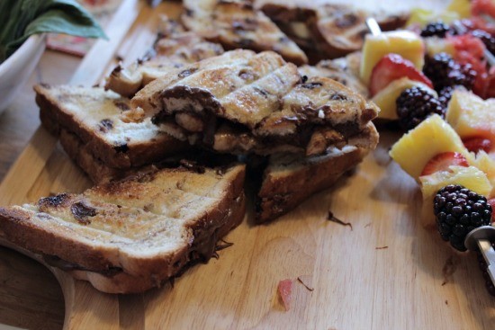 Nutella and Banana grilled sandwiches. Plus grilled fruit kabobs.