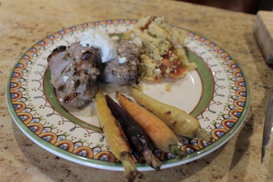 The final product: Lamb and vegetables, with garlic and herb couscous.