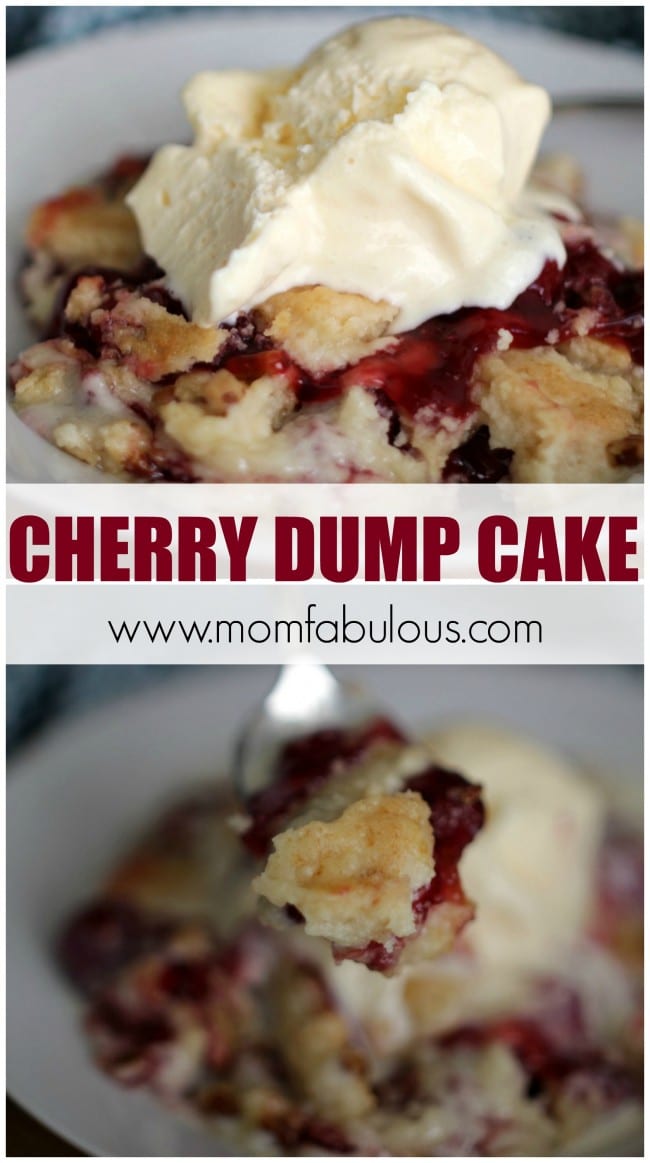 This Cherry Dump Cake recipe only has 4 ingredients and is a definite crowd pleaser!