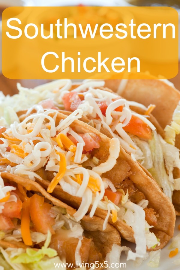 Mexican style plate of fried chicken tacos, close-up