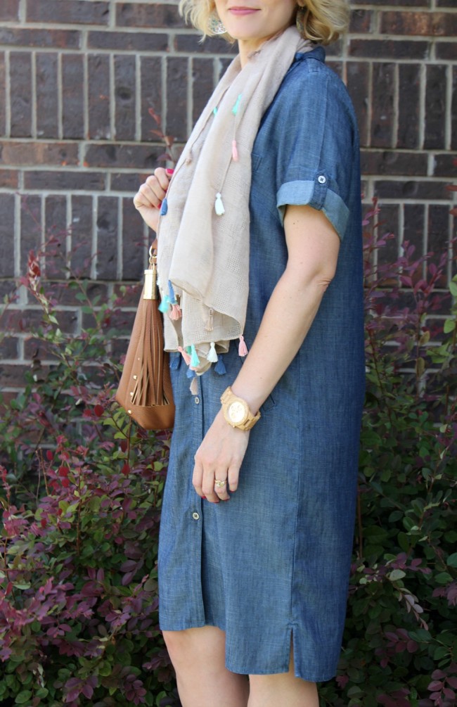 chambray shirtdress outfit