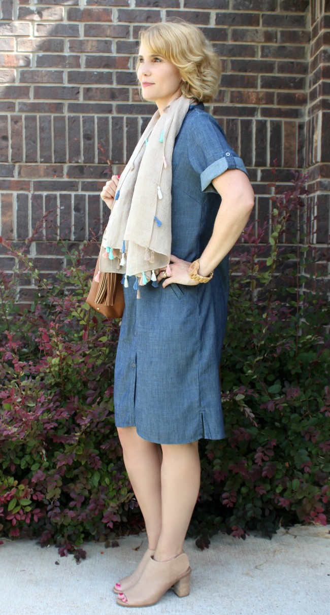 Chambray Shirt Dress Outfit-04