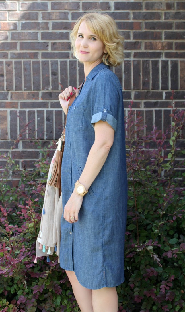 Chambray Shirt Dress Outfit-06