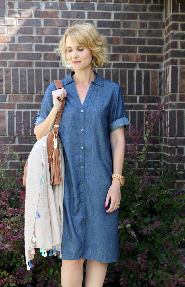 Chambray Shirt Dress Outfit-08