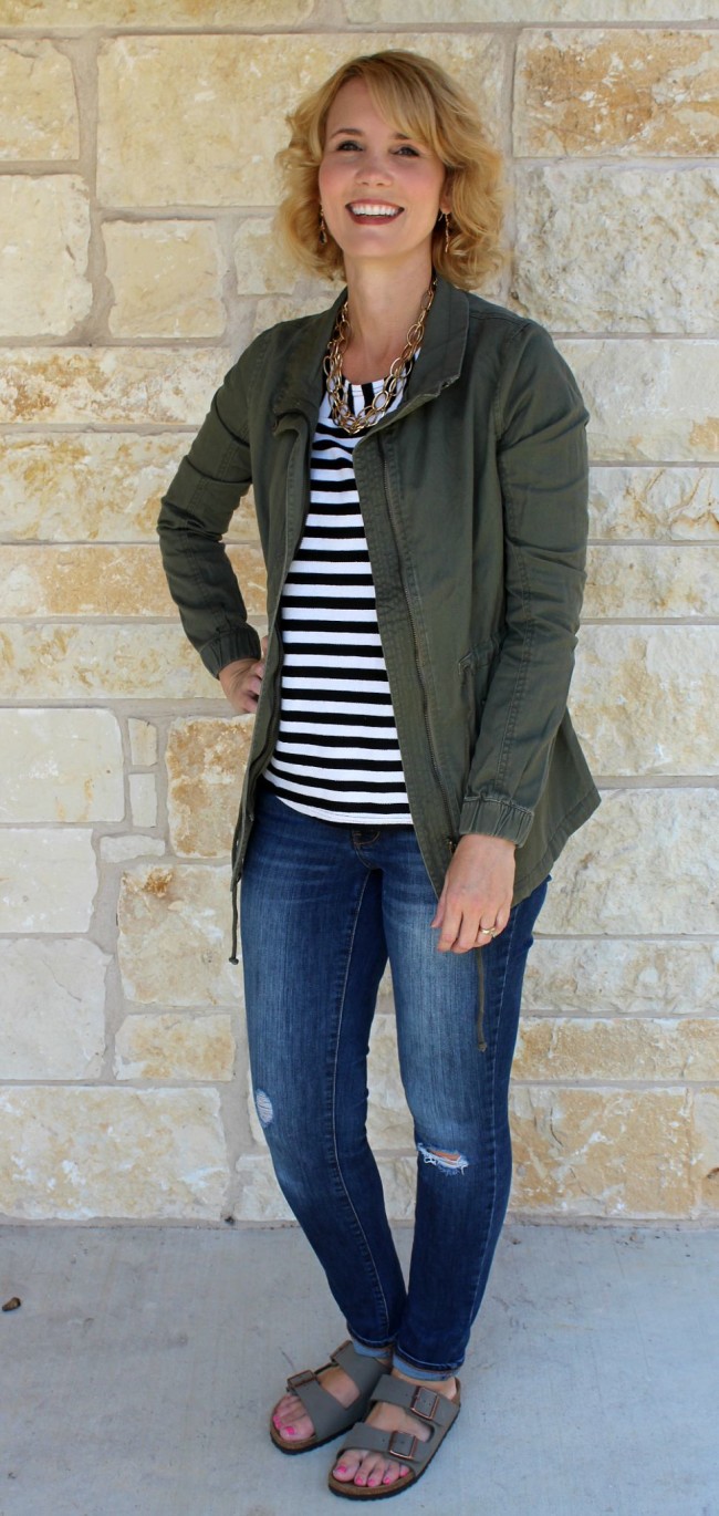 olive jacket outfit