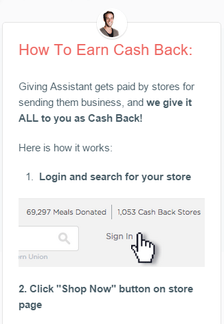 Giving Assistant cash reward loyalty program