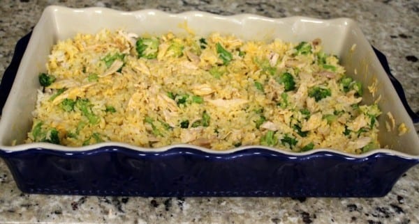 Looking for some easy rotisserie chicken recipes? This Cheesy Chicken, Broccoli & Rice Casserole is so easy to prepare for a weeknight meal. Just shred the chicken, add rice, broccoli and a special sauce and you're good to go. How does it taste? As good as it looks!