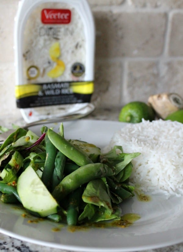 Kaffir Lime Salad- made with spices from Raw Spice Bar and served with Veetee rice. A quick, healthy and flavorful meal.