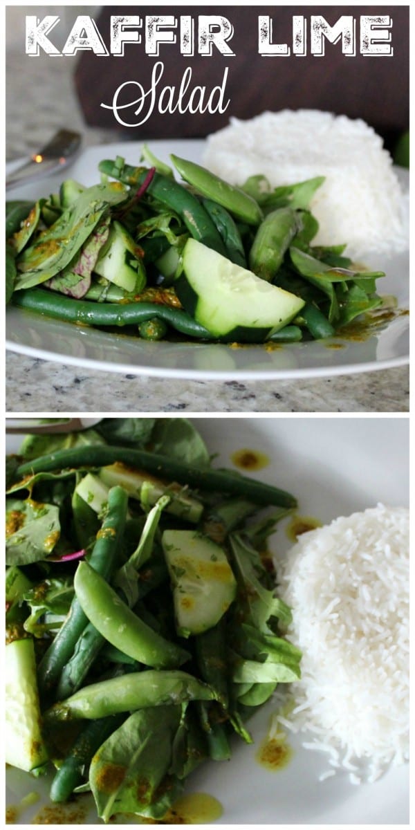 Kaffir Lime Salad- made with spices from Raw Spice Bar and served with Veetee rice. A quick, healthy and flavorful meal.