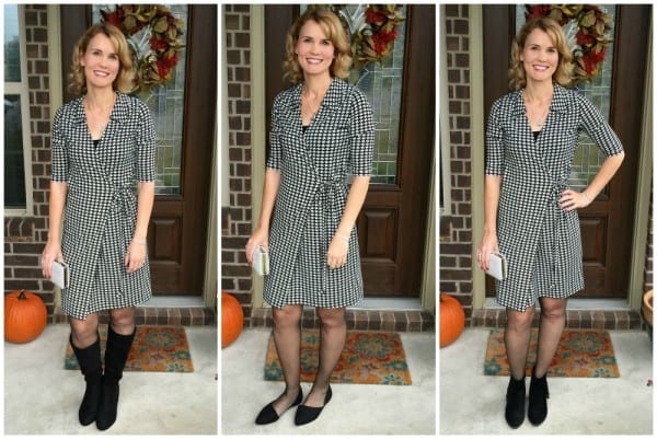 Are you on the hunt for wrap dress outfits? This dress arrived in my LeTote and I am in love. It's the perfect wrap dress! See how I styled it with three different pairs of shoes.