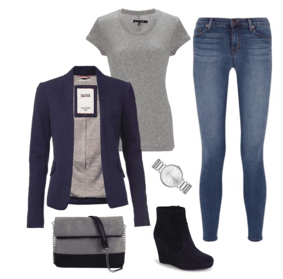 These 7 t-shirt outfits all started with the same gray t-shirt and jeans. It's fun to take basics and add layers, accessories and footwear to spruce them up a bit and make you feel like you have a whole new wardrobe!