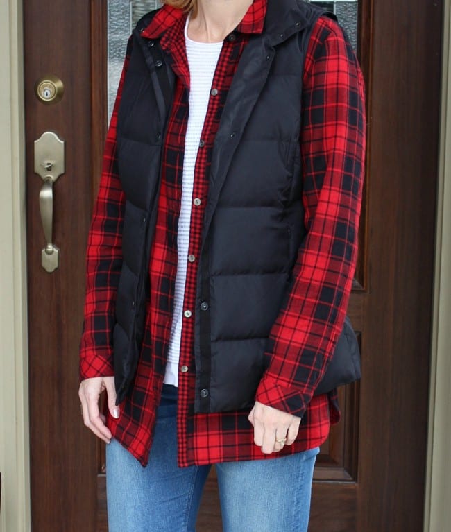 Are you looking for red plaid shirt outfit ideas? I created 3 different outfits with one shirt and I love the results. These are easy to pout together, casual outfits that anyone can wear.