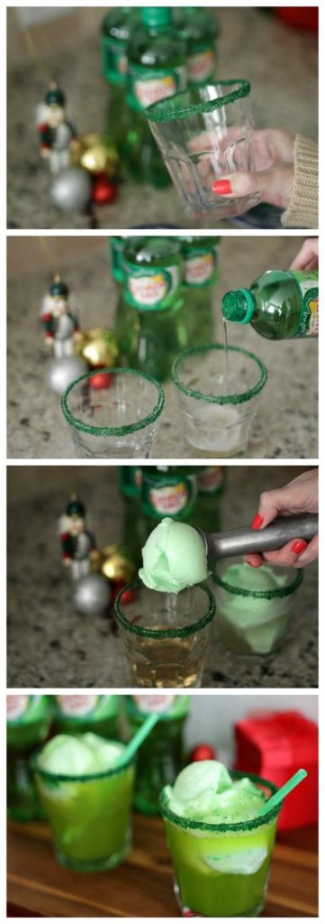 Grinch punch recipe - this punch is perfect for a Grinch viewing party. With its bright green color and deliciously sweet flavor and crunch from the sugar crystals, you can't go wrong. This might even make the Grinch smile.