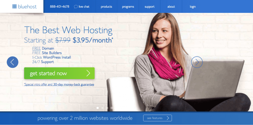 Bluehost Home Landing Page