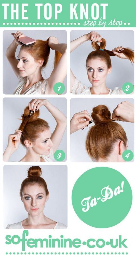 I've always wondered how to do a top knot and make it look like I didn't even try. You know the look I'm talking about? Here are a few how-to's for you.