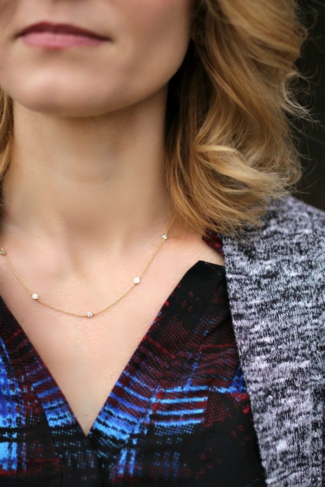 Gorgeous floating diamonds necklace you can wear alone or layer with other necklaces.