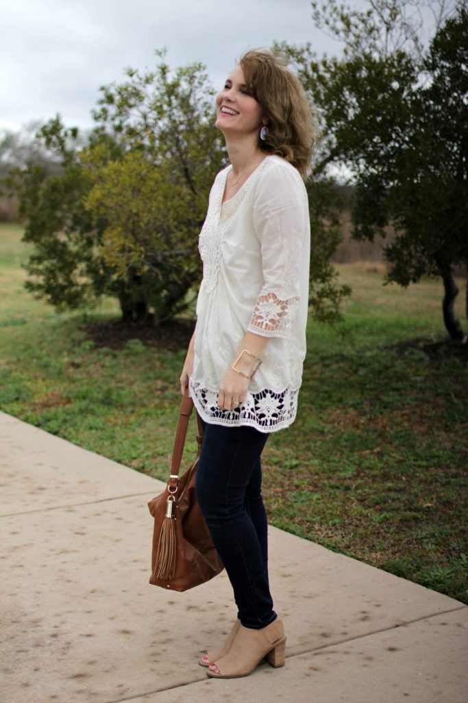 This white tunic shirt is so gorgeous and versatile. See how I styled it three different ways to create three different outfits.