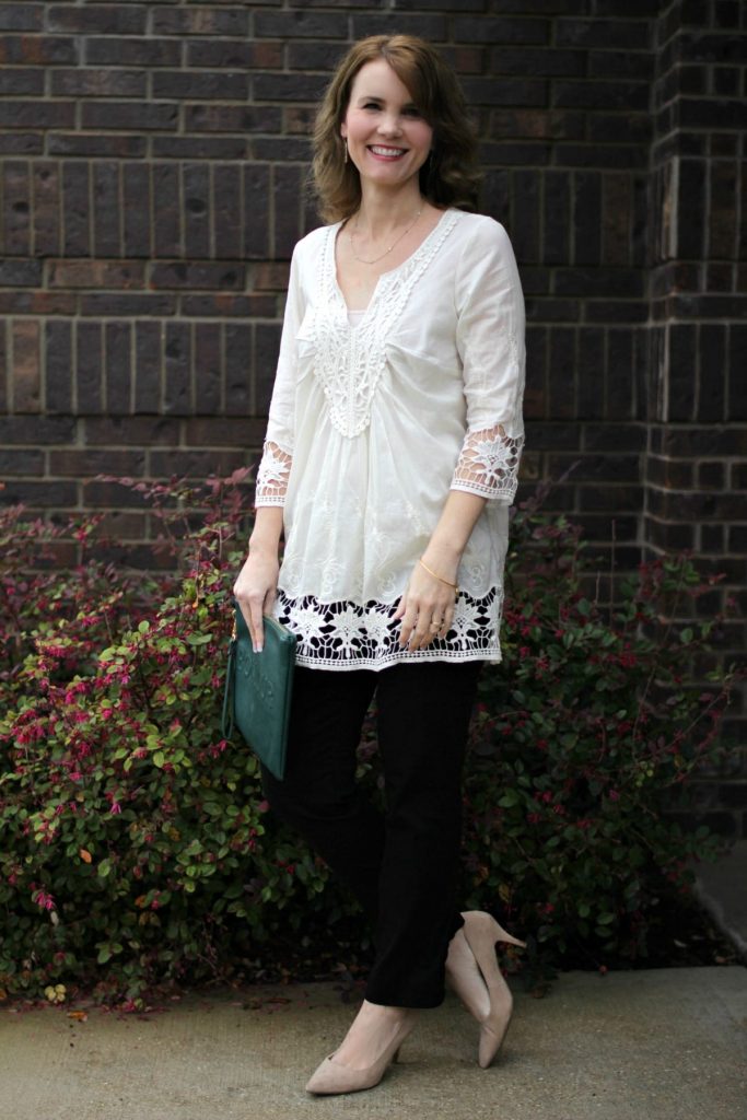 This white tunic shirt is so gorgeous and versatile. See how I styled it three different ways to create three different outfits.