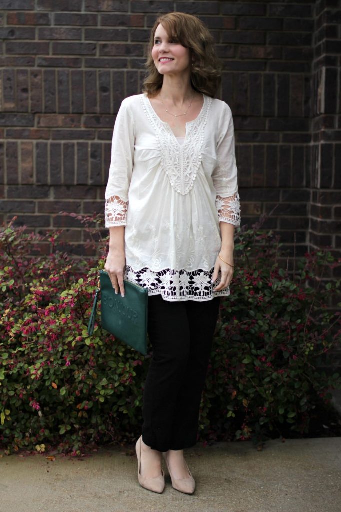 This white tunic shirt is so gorgeous and versatile. See how I styled it three different ways to create three different outfits.